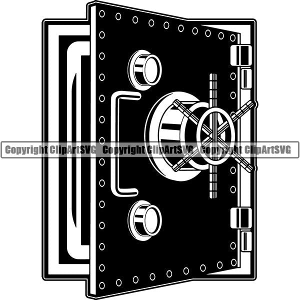 Cash Money Home Safe Storage Vault Security Lock Locker Hide White Background Design Element Business Finance Cash Payment Currency Dollar Investment Banking Bank Wealth Stack Concept Rich Advertising Art Logo Clipart SVG