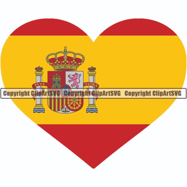 Country Flag Heart Spain ClipArt SVG