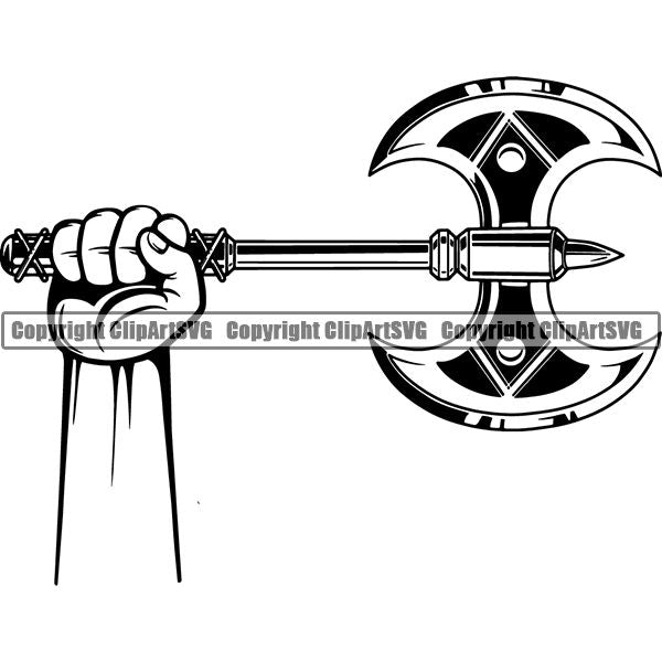 Viking Warrior Axe Double ClipArt SVG