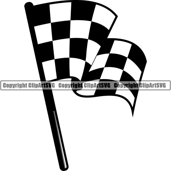 Sports Car Racing Flag ClipArt SVG