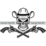 Occupation Cowboy Skull Guns Crossed ClipArt SVG