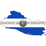 Country Flag Map El Salvador ClipArt SVG