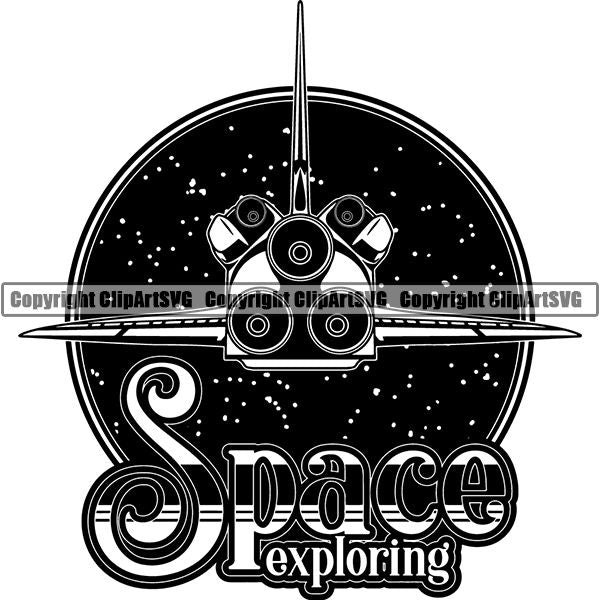 Astronaut Outer Space Shuttle Sci-Fi Science Fiction Logo ClipArt SVG