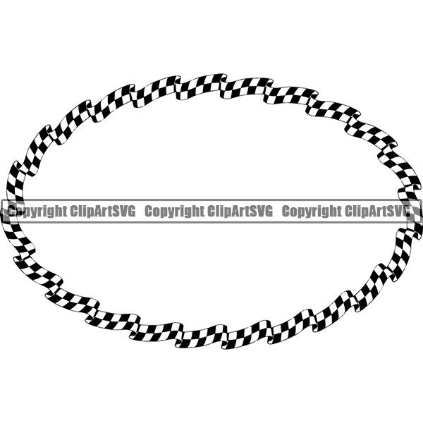 Sports Car Motorcycle Run Running Bike Race Racing Racer Race Design Element Frame Border Checkerboard Checkered Checker Wavy Oval ClipArt SVG