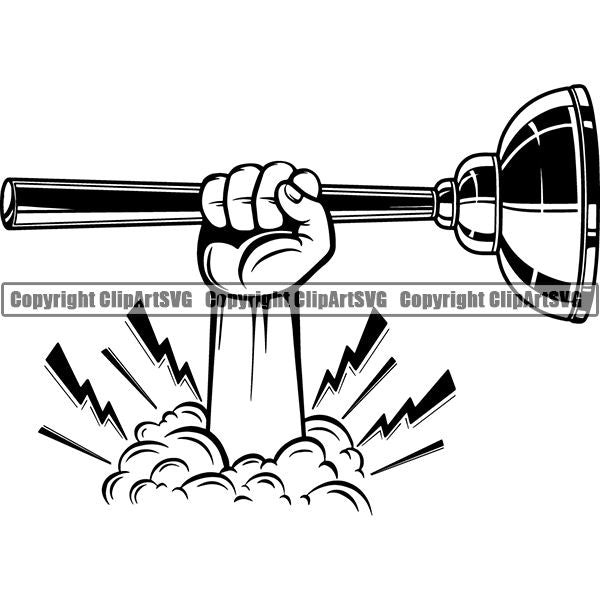 Plumbing Plumber Pipe Repair Service Plunger ClipArt SVG