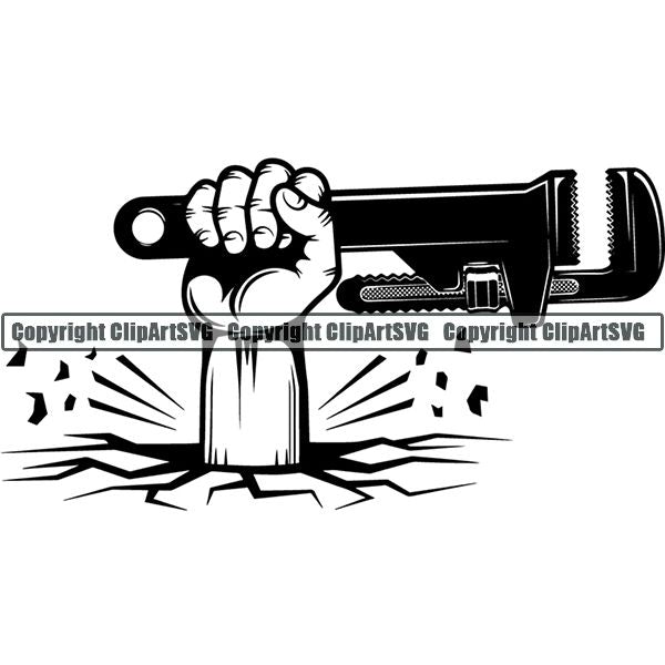 Plumbing Plumber Pipe Repair Service Hand ClipArt SVG