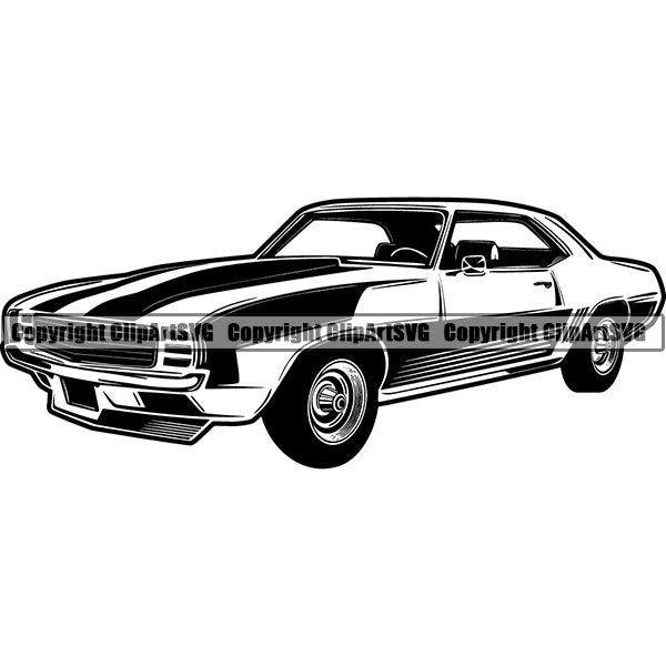 Sports Car Vintage Retro Classic ClipArt SVG
