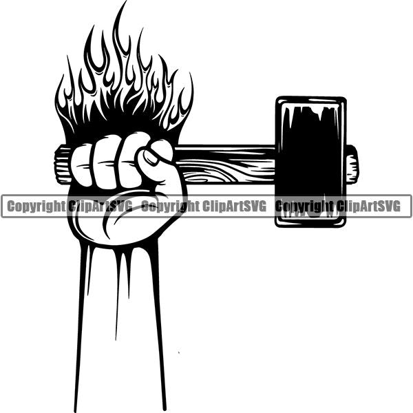 Blacksmith Metalwork Metal Forge Weld Welder Welding Hammer ClipArt SVG
