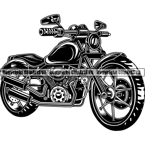 Motorcycle Bike Chopper Biker ClipArt SVG