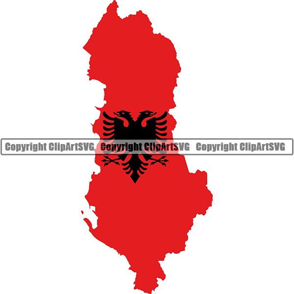 Country Flag Map Albania ClipArt SVG
