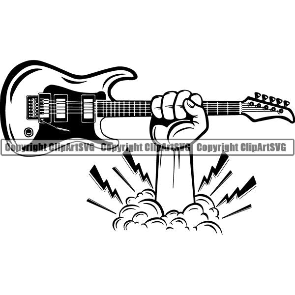 Music Musical Instrument Guitar Electric 6mm4d lightning ClipArt SVG