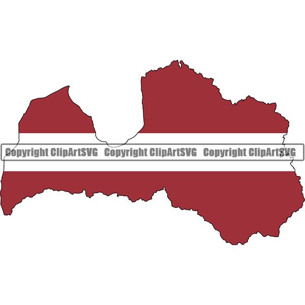 Country Flag Map Latvia ClipArt SVG