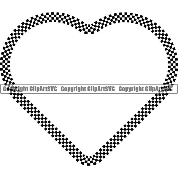 Sports Car Motorcycle Run Running Bike Race Racing Racer Race Design Element Frame Border Checkerboard Checkered Checker Straight Heart ClipArt SVG