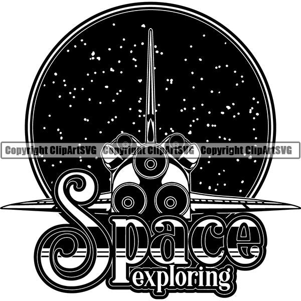 Astronaut Outer Space Shuttle Sci-Fi Science Fiction Logo ClipArt SVG