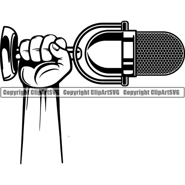 Microphone Mic Audio Music Record Broadcast Podcast Webinar Equipment Logo ClipArt SVG