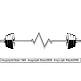 Gym Sports Bodybuilding Fitness Muscle Weight Bar Heartbeat ClipArt SVG