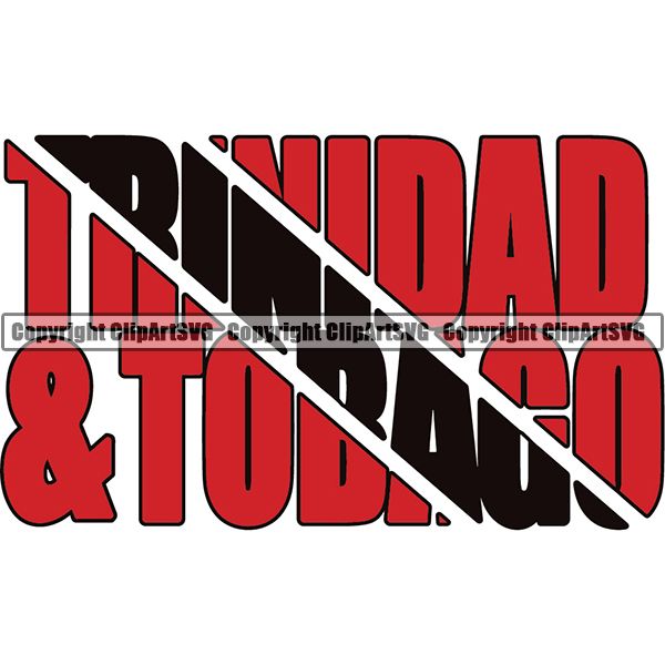 Country Flag Text Name Trinidad and Tobago ClipArt SVG