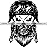 Motorcycle Bike Chopper Helmet Skull Beard ClipArt SVG