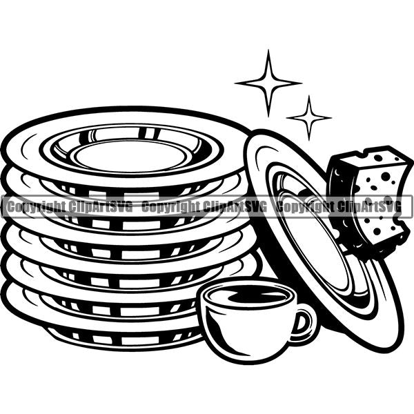 Maid Cleaning Service Housekeeping Housekeeper Dishes Dirty ClipArt SVG