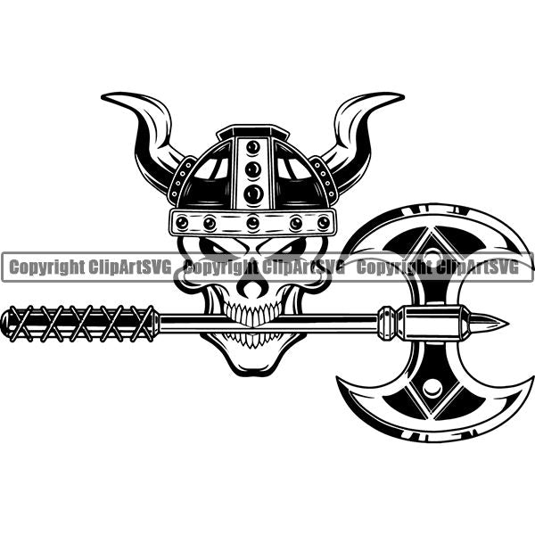 Viking Warrior Skull ClipArt SVG
