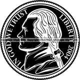 Coin Collecting Nickle Silver 5 Cent Piece Color Design Element Cash Stack Knot Roll Rubber band Bundle Brick Spread Business Bank Finance Rich Wealthy Wealth Advertising Vector Clipart SVG