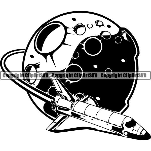 Astronaut Outer Space Shuttle Sci-Fi Science Fiction Logo ClipArt SVG