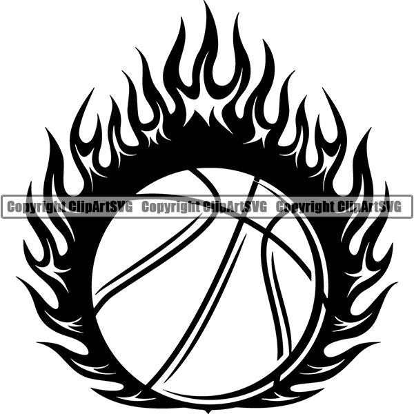 Sports Game Basketball Fire ClipArt SVG