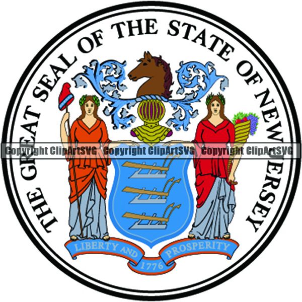 State Flag Seal New Jersey ClipArt SVG