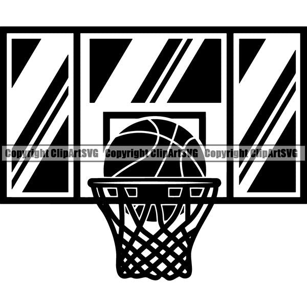 Black and White Basketball Backboard Clip Art - Black and White Basketball  Backboard Image