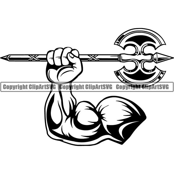 Viking Warrior Axe Double ClipArt SVG