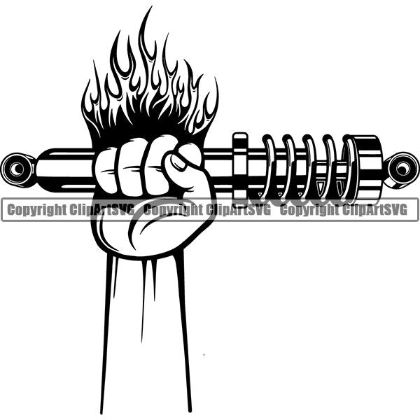 Mechanic Repair Shop Garage Engine Shock Absorber ClipArt SVG