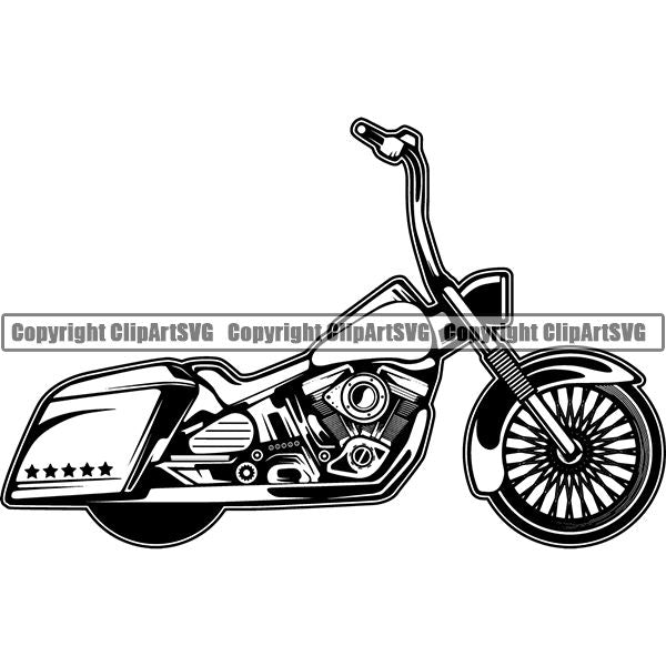 Motorcycle Bike Chopper ClipArt SVG