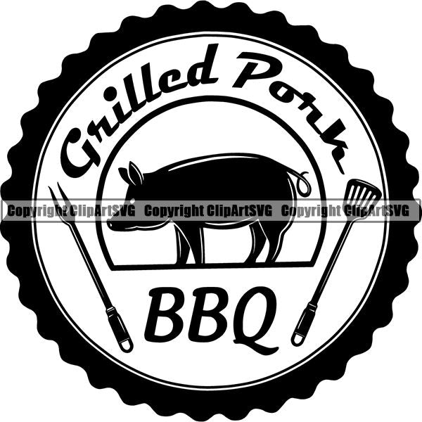 Cooking BBQ Bar-B-Que Barbque Chef Cook Butcher Logo ClipArt SVG