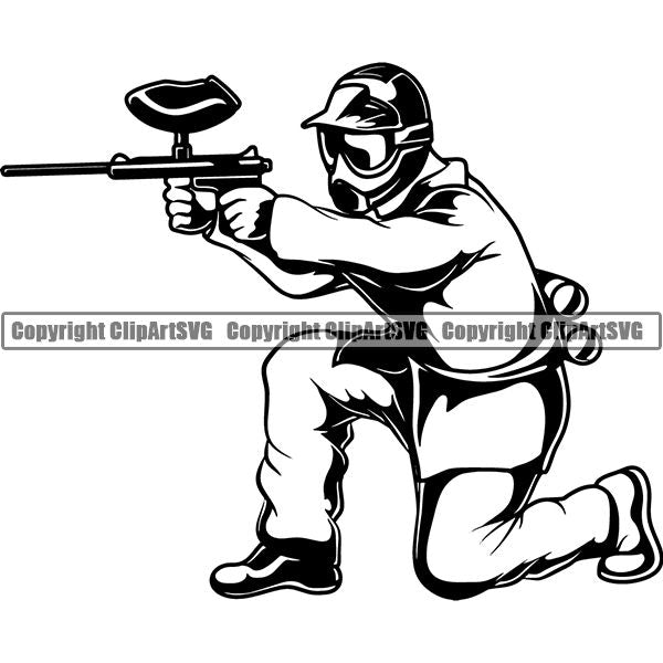Sports Game Paintball Player ClipArt SVG