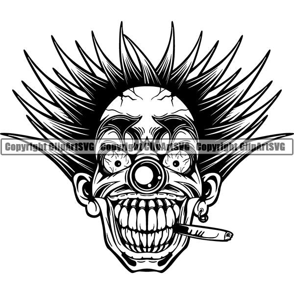Evil Scary Clown ClipArt SVG