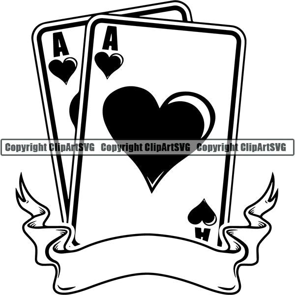 Game Poker Card Aces Pocket Ribbon ClipArt SVG