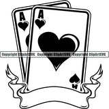 Game Poker Card Aces Pocket Ribbon ClipArt SVG