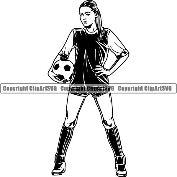 Sports Soccer Player Woman Female Girl ClipArt SVG