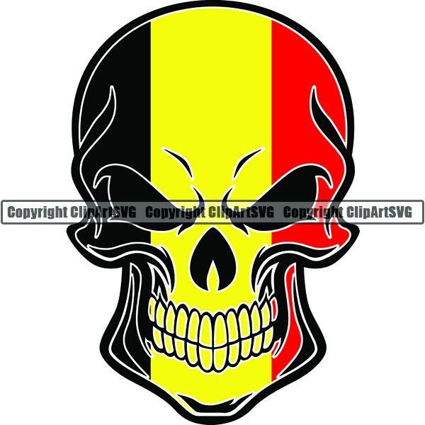 Country Flag Skull Belgium ClipArt SVG