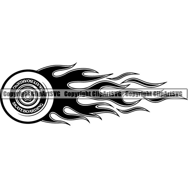 Sports Skateboarding Skateboard Fire ClipArt SVG