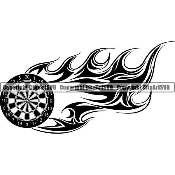 Sports Game Darts Fire ClipArt SVG