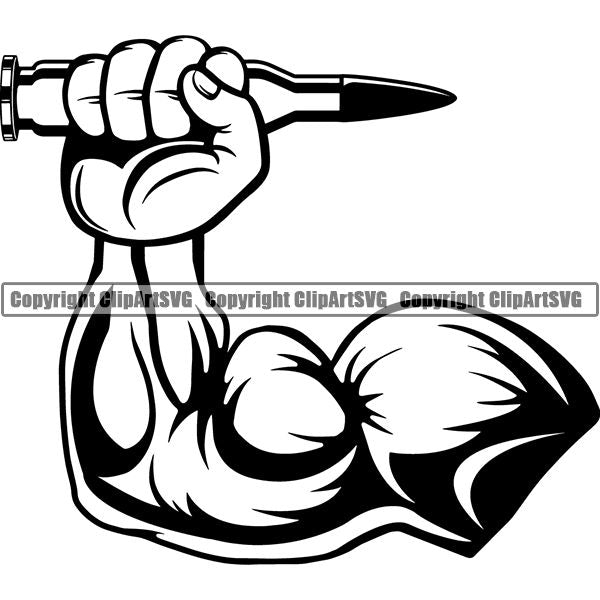 Military Weapon Gun Bullet Machine Gun AK-47 ClipArt SVG