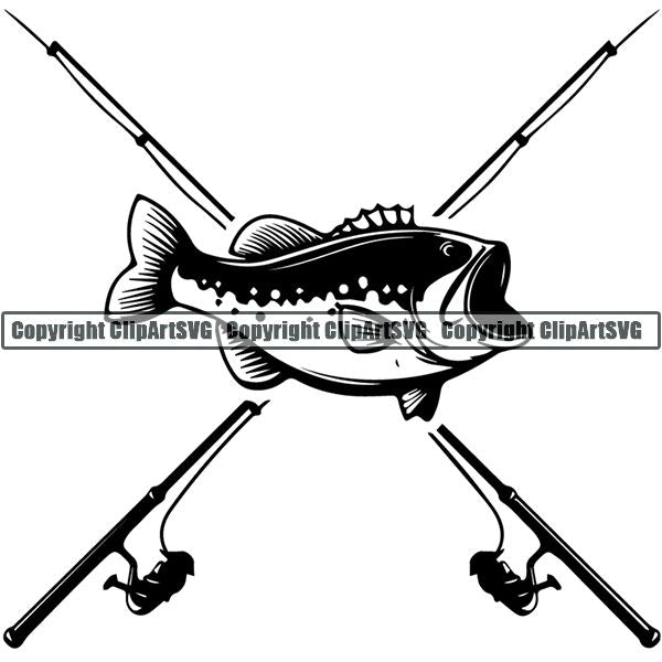 Sports Game Fishing Hunting Fish Hunt Logo ClipArt SVG