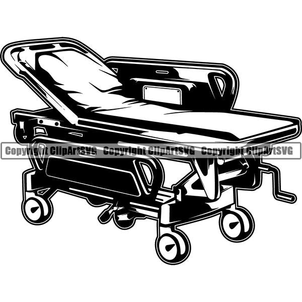 Medical Doctor Nurse Hospital Stretcher Bed ClipArt SVG