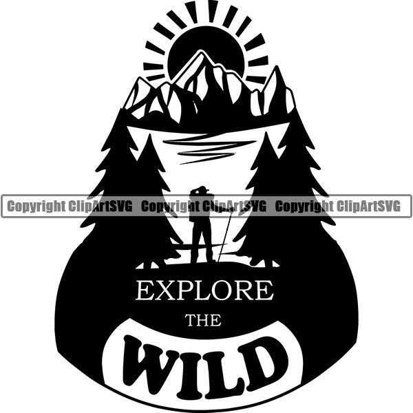 Camping Hiking Logo Clipart SVG