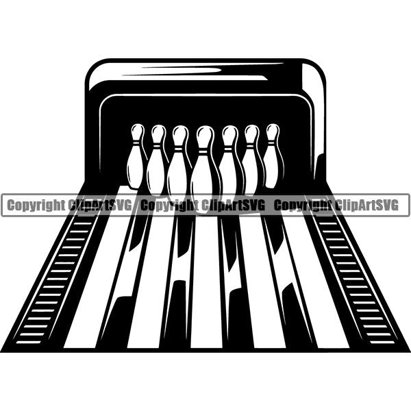 Sports Game Bowling Bowler Bowl Alley Lane ClipArt SVG