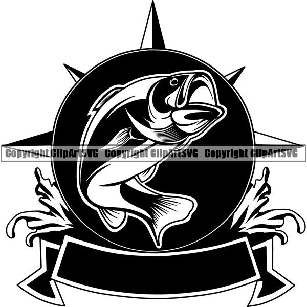 Sports Game Fishing Hunting Fish Hunt Logo ClipArt SVG