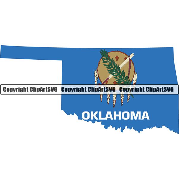 State Flag Map Oklahoma ClipArt SVG