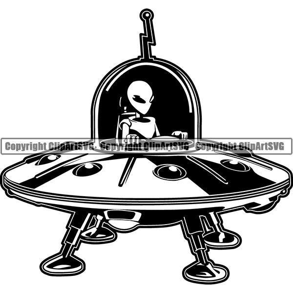 Astronaut Outer Space Shuttle Sci-Fi Science Fiction Alien ClipArt SVG