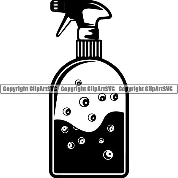 Maid Cleaning Service Housekeeping Housekeeper Spray Bottle Cleaner ClipArt SVG